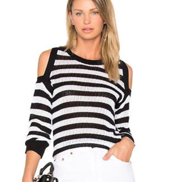 Rag & Bone Tracey Striped Cold Shoulder Knit Sweater Women's Large - Picture 1 of 7
